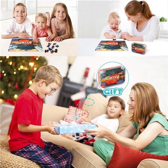 Car Jigsaw Puzzles in a Metal Box 60 Pieces Lightning Jigsaw Puzzle for Kids - Picture 6 of 7